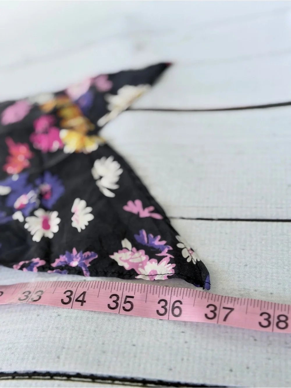 Black Floral Lightweight Scarf - Pink, Yellow & Purple Blooms